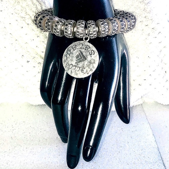 SILPADA Sterling Silver Oversized Oxidized Silver B2BS ROTTEN Toggle Bracelet - Picture 8 of 17